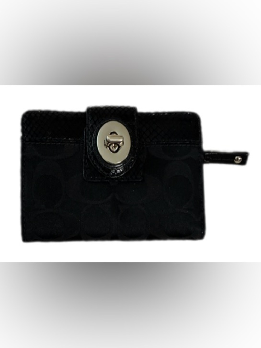 EUC Vintage Coach Black
Signature Canvas/Leather Turnlock
Bifold Wallet